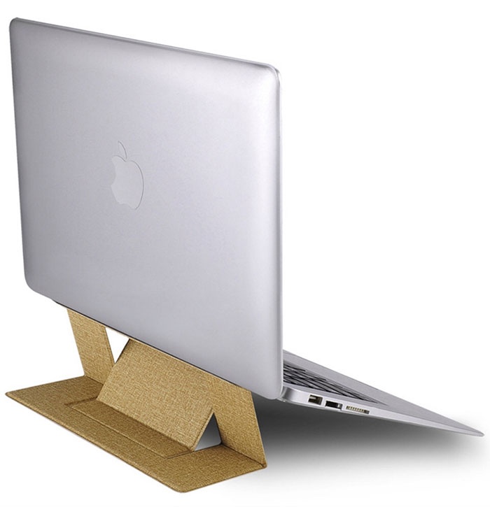PU leather foldable portable adjustable adhesive laptop stands