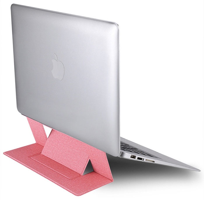 PU leather foldable portable adjustable adhesive laptop stands